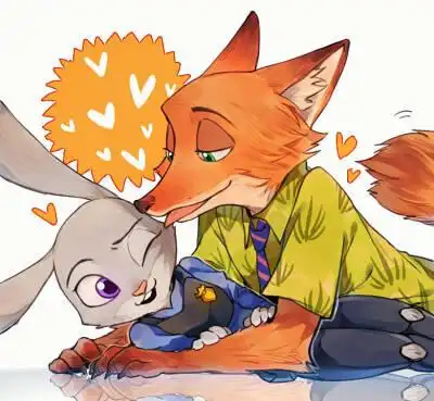 zootopia 疯狂动物城～狐兔cp 狐尼克&兔朱迪兔子 狐狸