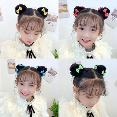 儿童丸子头发发饰女童盘发头花发皮筋公主舞蹈发饰