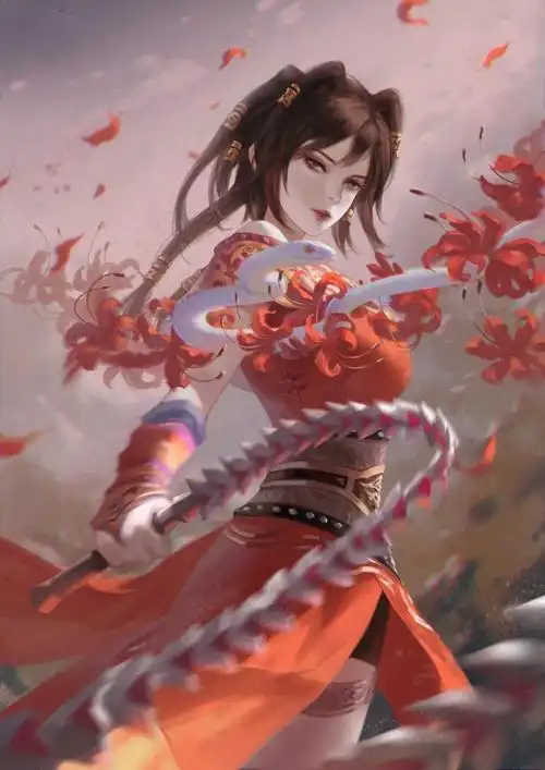 霸气的执剑红衣美人