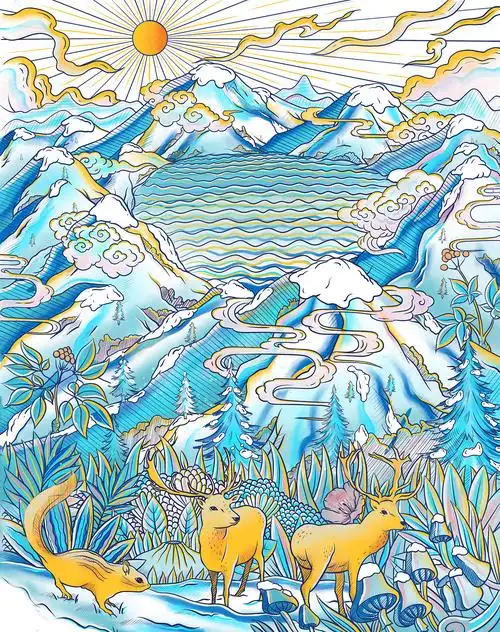 长白山 插画