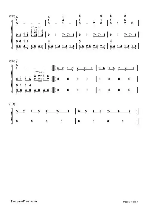 undertale theme双手简谱预览7-钢琴谱文件(五线谱,双手简谱,数字谱