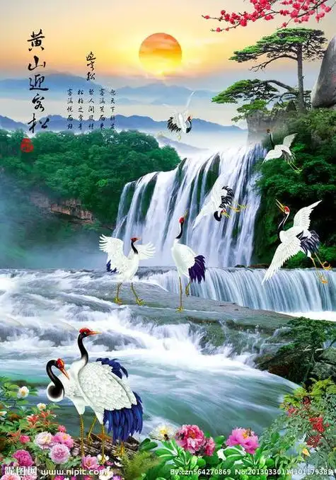 李林宏山水画《聚水招财》国画风水画聚宝盆聚财山水画靠山招财字画源