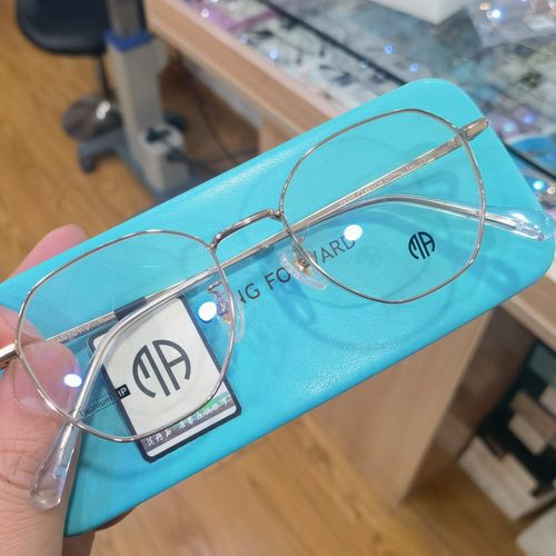 范特西超轻纯钛 近视眼镜框架 多边形 玫瑰金镜框 黑框眼镜