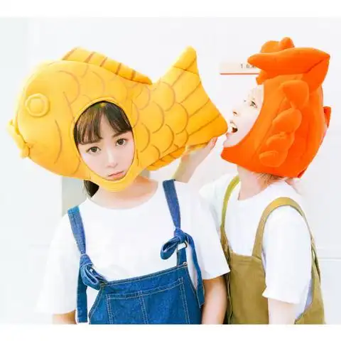 鲷鱼烧写真拍照头套明星同款螃蟹头套范智乔ins头套少女金鱼道具