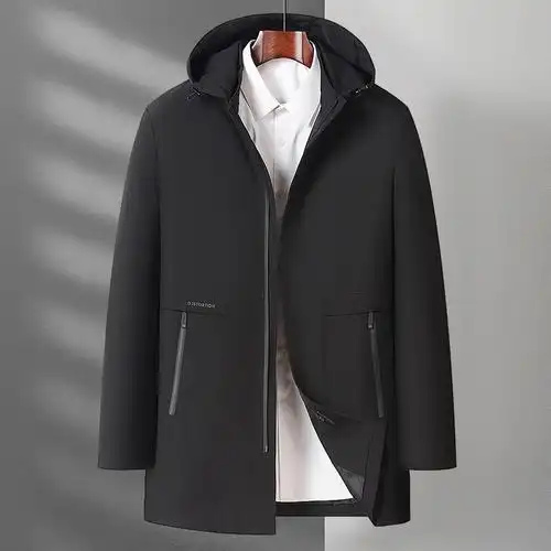 中年男士夹克商务休闲春秋可拆卸连帽上衣40岁50中年爸爸春装外套