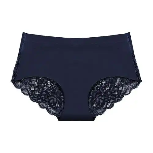 冰丝无痕内裤女一片式中腰纯棉裆大码性感蕾丝透气少女士三角底裤