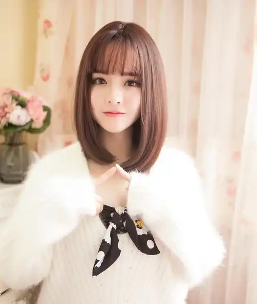 假发女短发空气刘海直发韩国时尚发型蓬松自然气质波波bobo梨花头