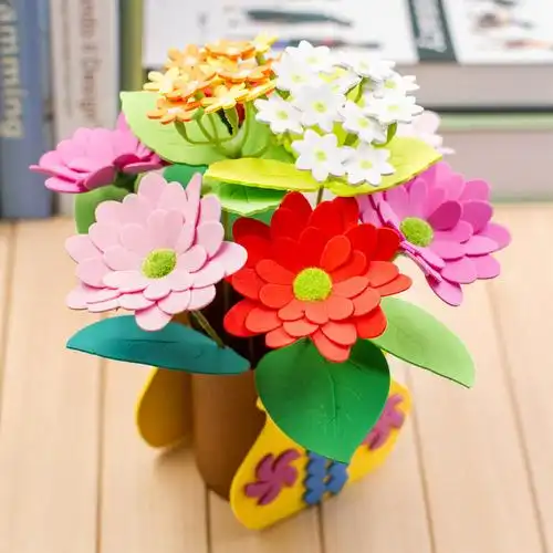 儿童手工制作材料包diy花盆月季花束 eva益智创意盆栽5-6-7岁礼物