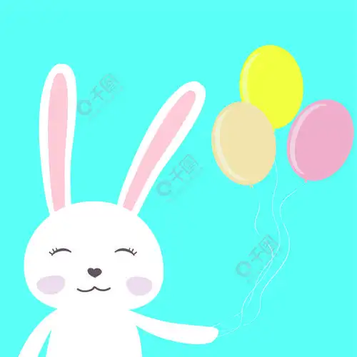 可爱的卡通兔子与气球矢量图可爱的卡通兔子与气球