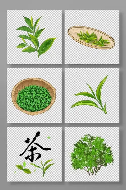 手绘卡通国潮茶文化茶叶元素