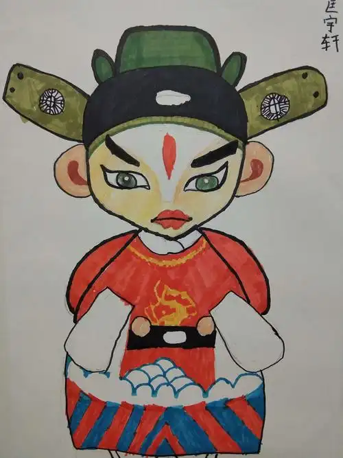 金色童画今日绘画作品《京剧人物》未完待续