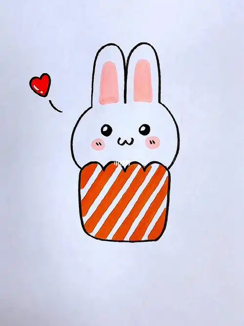 画一个可爱的小白兔蛋糕吧,简单易学,一学就会#简笔画  #画个简笔画