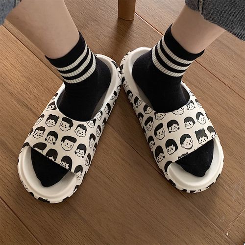 潮酷街头风时尚男女头像防滑踩屎感凉拖鞋夏季百搭外穿度假沙滩鞋