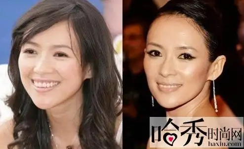 章子怡_"素颜女神"妆前妆后对比照 一上浓妆竟显老