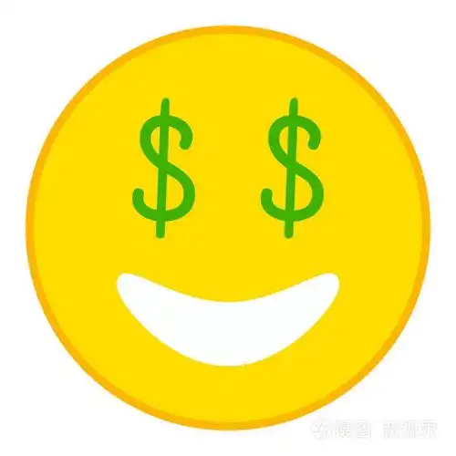 笑脸图释双眸中时尚平面样式的美元.钱眼表情符号矢量图