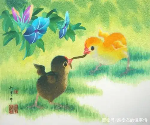 苏绣好的小鸡互抢食物