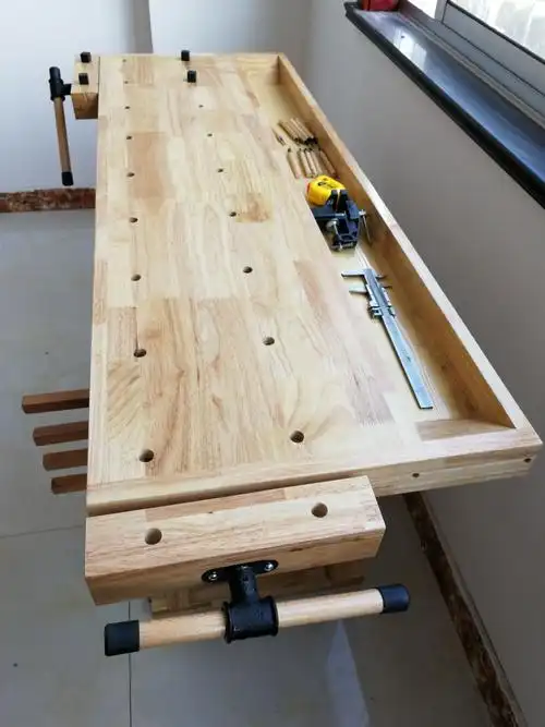 森美五金多功能橡胶木木工桌操作台工作台多功能实木桌木工工作台