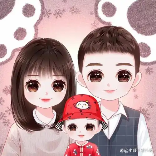 一家三口家庭头像,简单温馨的生活,美好幸福