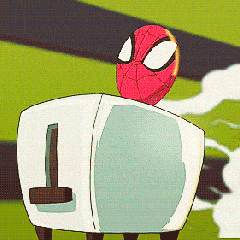 蜘蛛侠卡通红色蓝色早上好gif动图_动态图_表情包下载_soogif