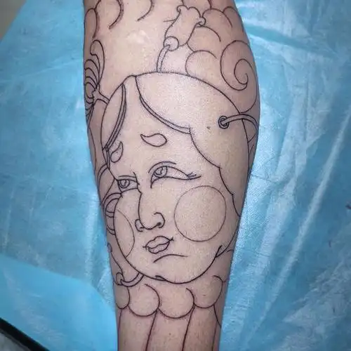 阿多福菊花包小腿_纹身吧社区 - 纹身大咖