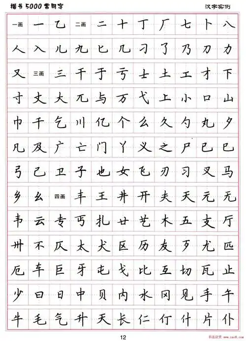 硬笔书法字帖下载楷书5000常用字5