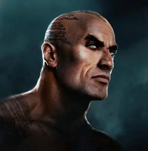 dc《黑亚当》饭制定妆照 眼神尽显凶悍气质