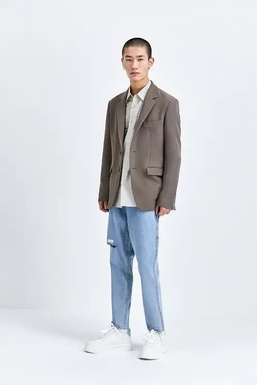 ur2021秋季新品男装时尚英伦风廓形宽松长款西装外套mf35s1ct2000