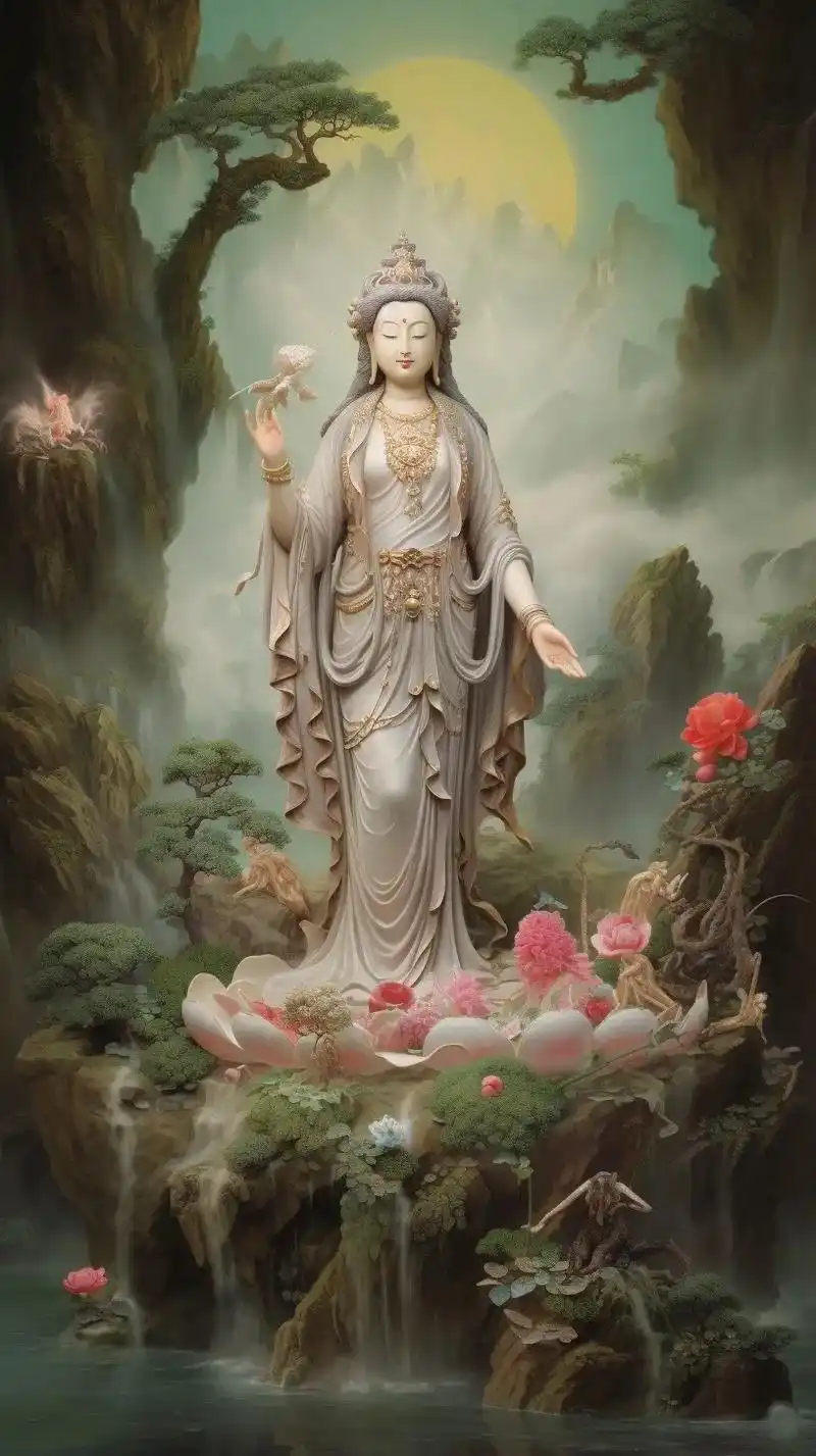 欣赏观音菩萨莲花座,在极乐世界的宝莲宫.琼楼玉宇凤阁舞,金波 - 抖音