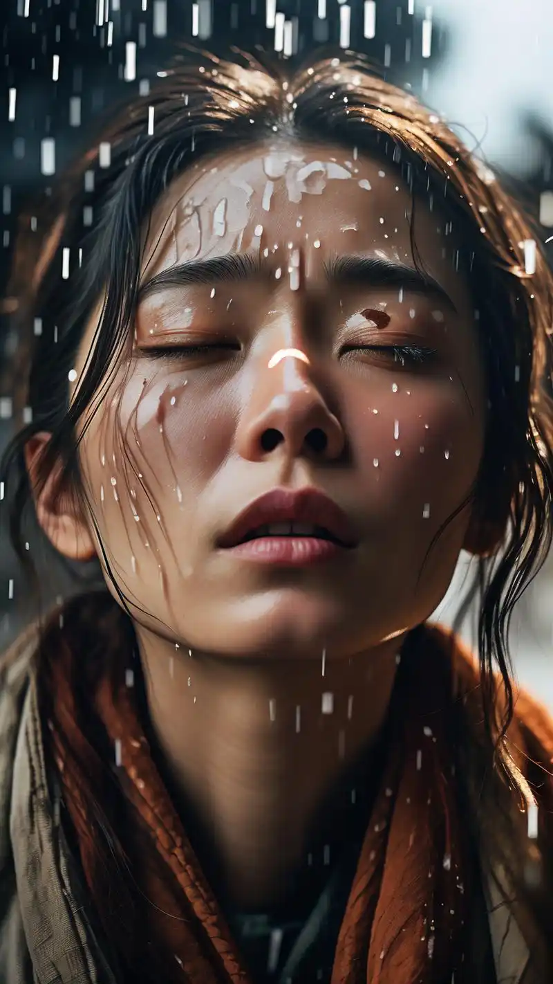 哭泣的女人,泪水滴落瞬间,悲伤与绝望交织,却又透露出一种别样的美.