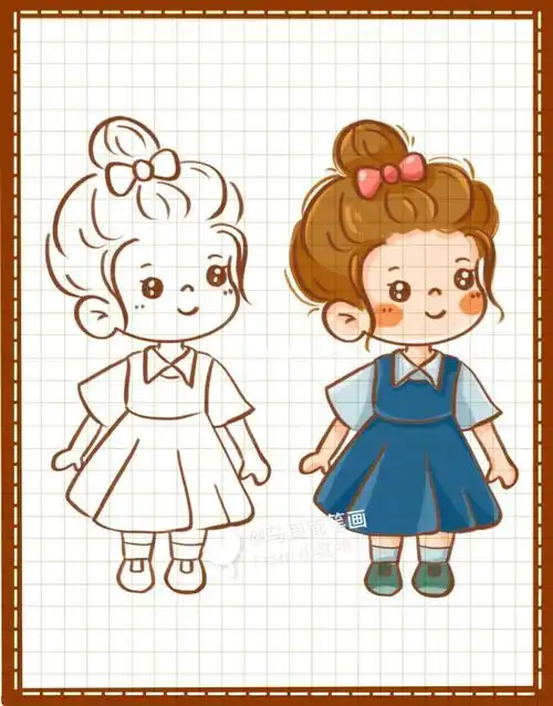 戴帽子的小女孩简笔画 简单又可爱小女孩画法幼儿简笔画小姑娘的简笔