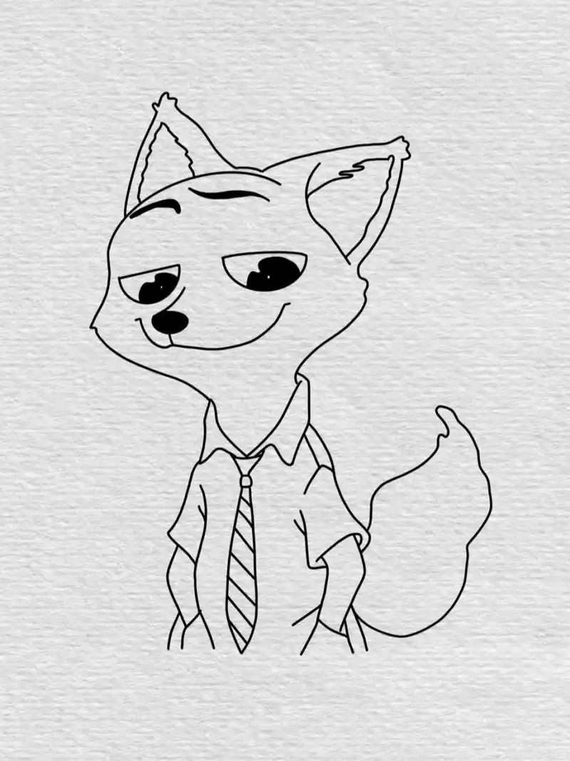 疯狂动物城人物尼克简笔画教程(65) 晚安吧