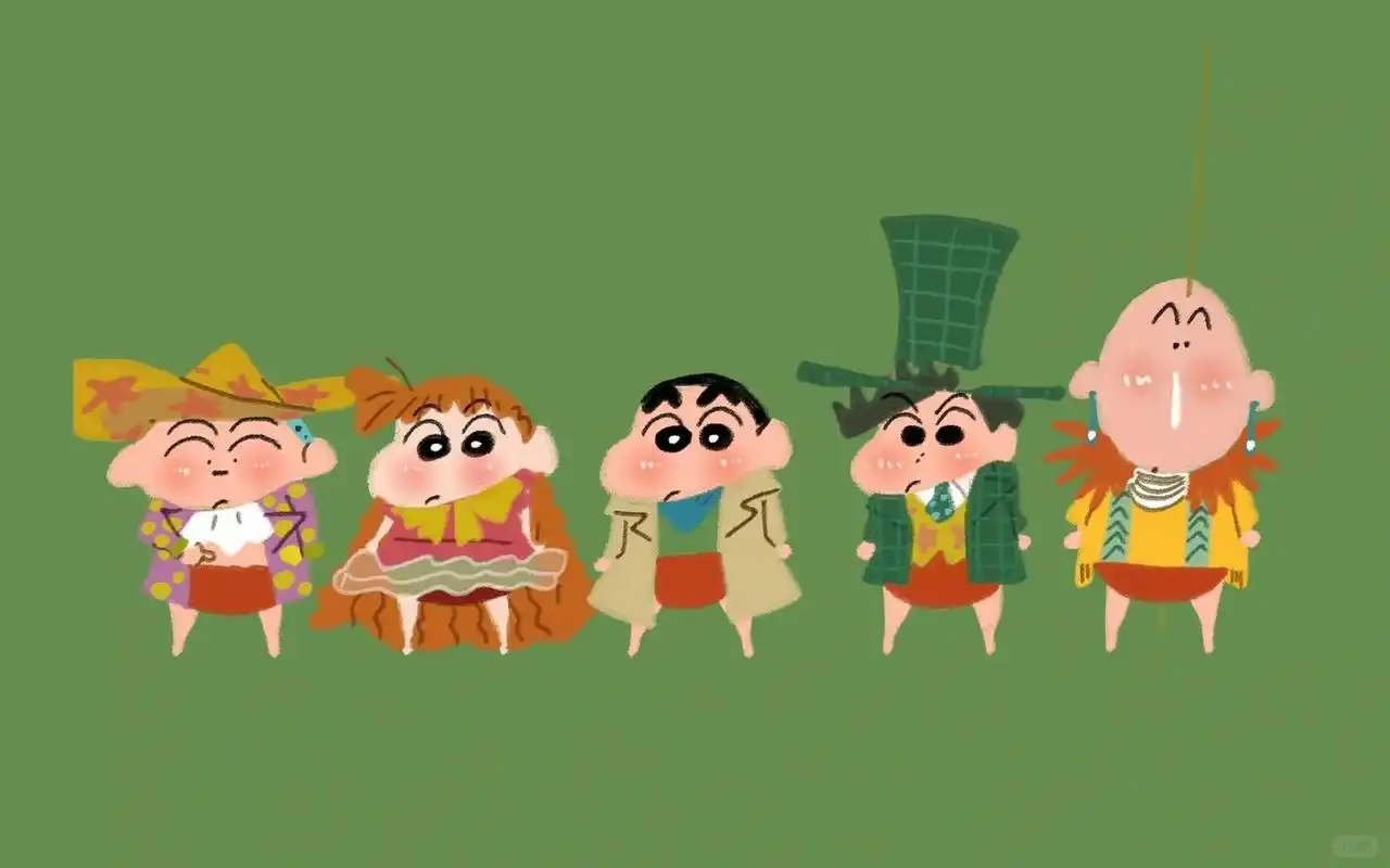 蜡笔小新可爱护眼绿色电脑壁纸 把被问得最多的几张图,做成绿色护眼