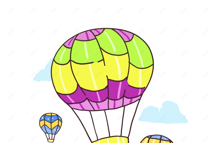 彩色热气球手绘卡通插画