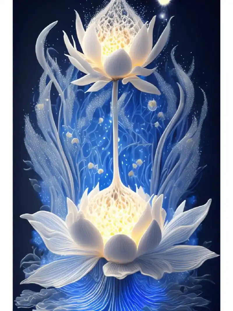 ai绘画 蓝色莲花 ,佛光普照,佛缘,试试这个壁纸! #ai绘画