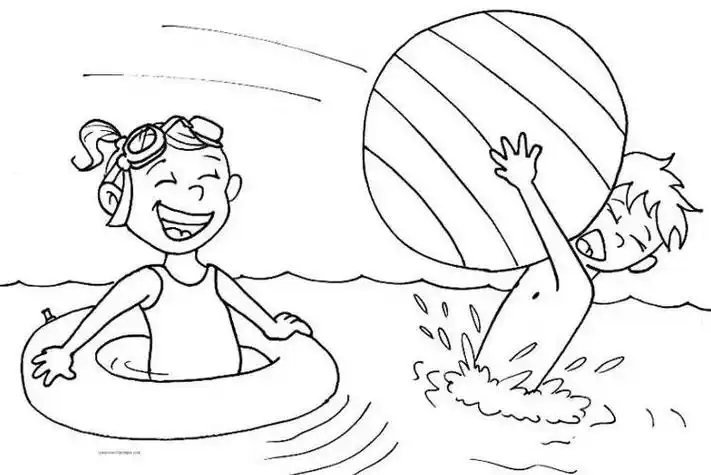 夏天游泳简笔画快乐的游泳
