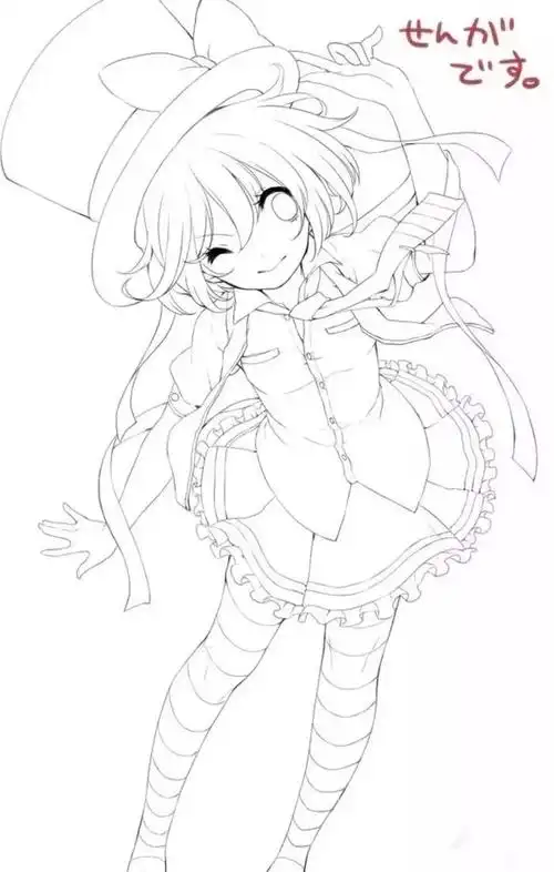 动漫少女手绘线稿