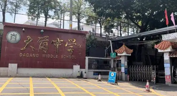 广州市南沙区大岗中学坐落在大岗镇的一处山坡上,从山顶向下俯瞰,乡镇