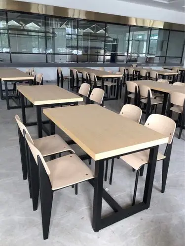 迪佳家具恵州食堂餐桌椅工业风餐桌椅员工餐桌椅快餐店桌椅