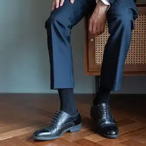 80wozenghong淘宝男士夏季薄款西装皮鞋中筒袜子夏装长款纯黑色纯棉