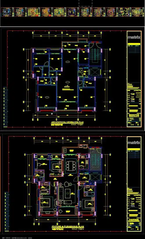 室内施工图新中式cad设计
