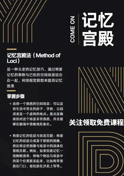 记忆宫殿法.记忆宫殿法(method of loci)是一种 - 抖音