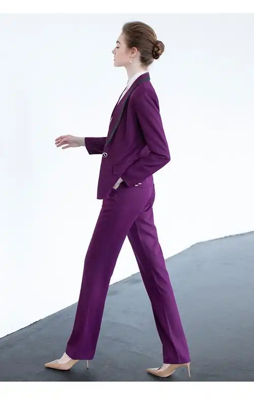 2020秋季新款紫色长袖西装长裤套装px60010pk50010