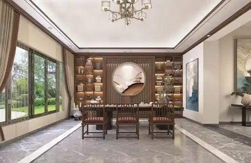 新中式客厅茶室 - 效果图交流区-建e室内设计网