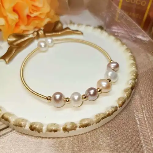 2020新款 花色14k包金淡水珍珠手镯活口有弹性不掉色 - 饰品/流行首饰