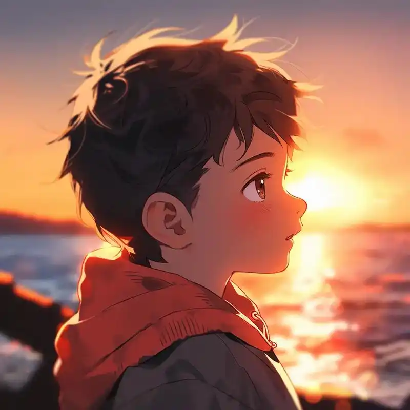 旧漫头像,看夕阳的小男孩.#优质头像 #动漫男头 #二次元头 - 抖音