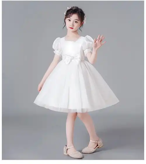 演出服公主裙女童蓬蓬裙小女孩子秋季裙子3-15岁泡泡袖小学生主持人