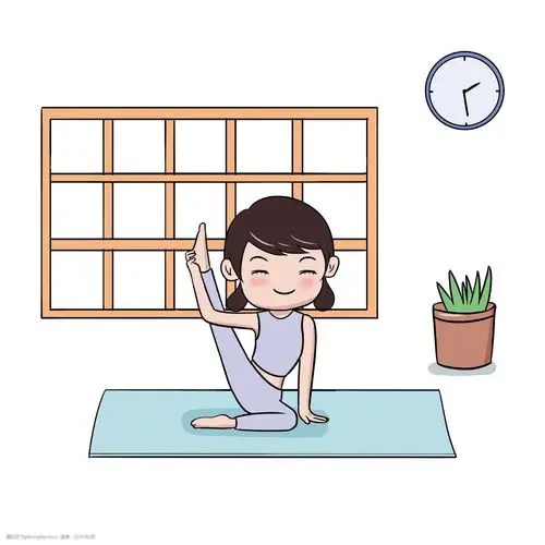 清新风早安世界瑜伽健身健康生活手绘插画