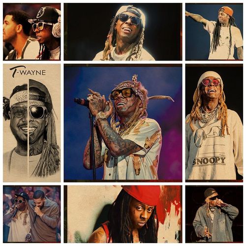 lil wayne hip hop 牛皮纸海报嘻哈说唱脏辫装饰画墙贴照 壁纸
