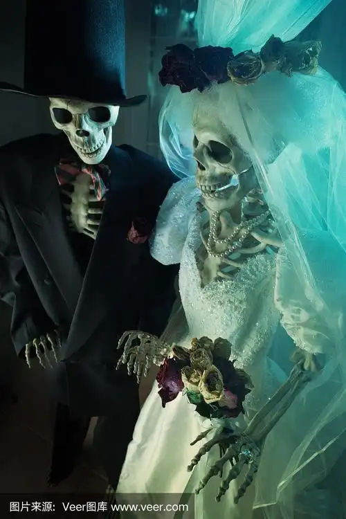 万圣节骷髅婚礼垂直