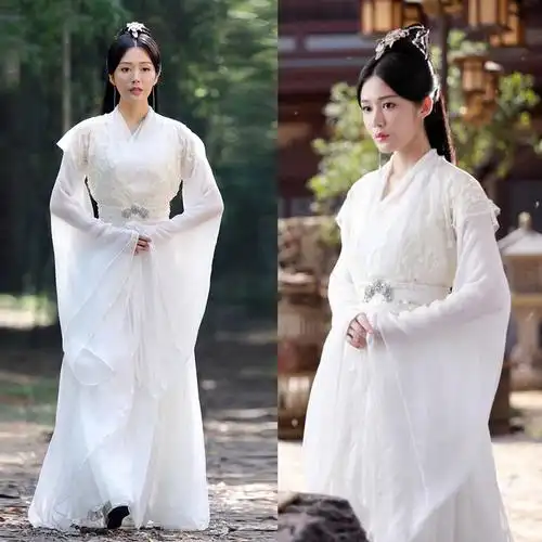古装影视剧太古古神王同款飘逸白色仙女女服汉服民族服装